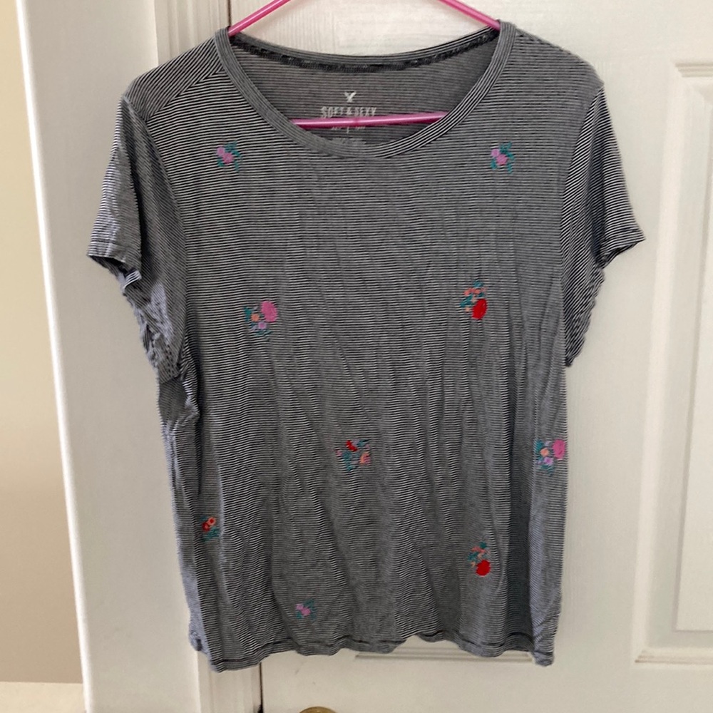 Gray Striped Women's Top